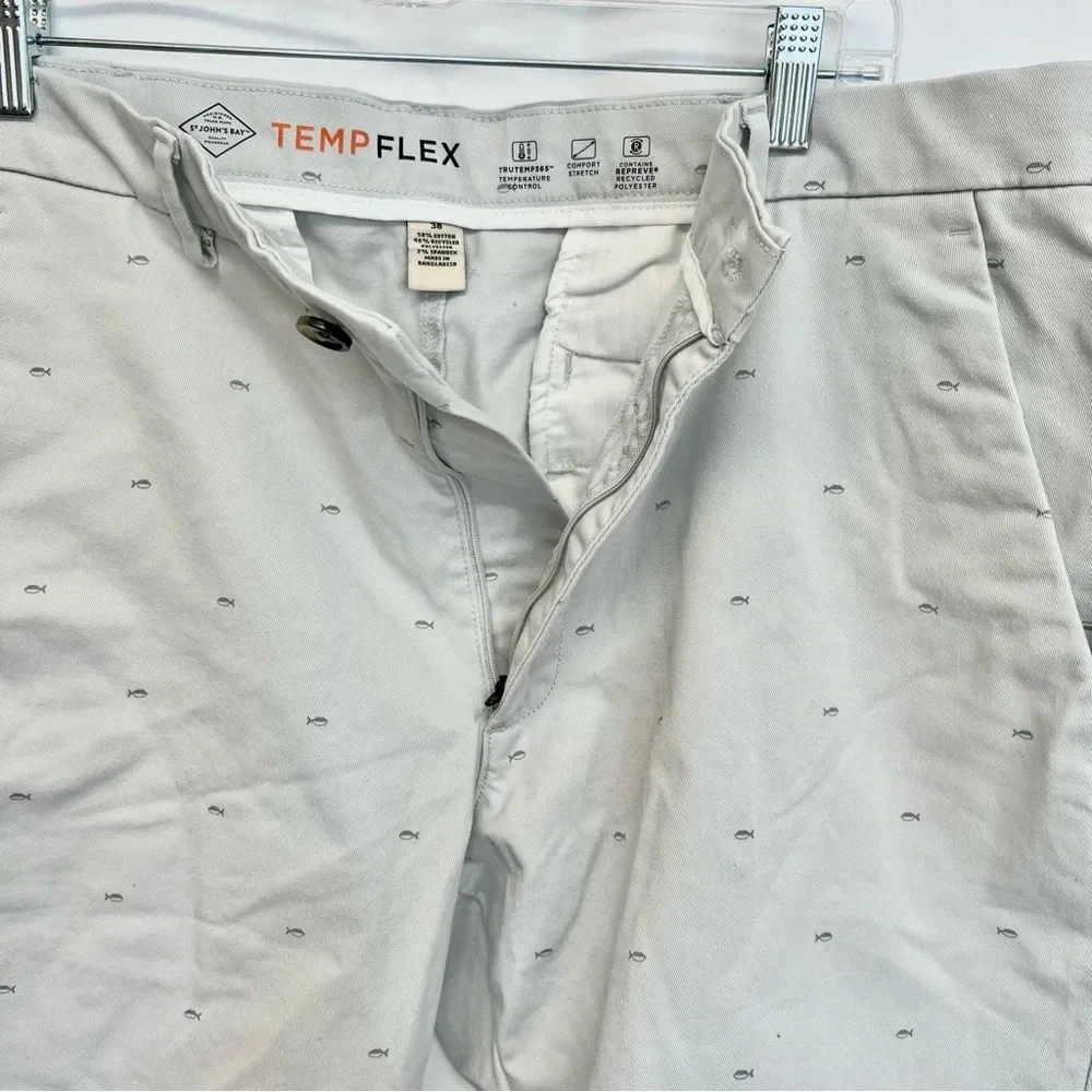 St Johns Bay Temp Flex 7” Chino Shorts Mens Size 38 Nice Stretch Grey Fish - Picture 8 of 9